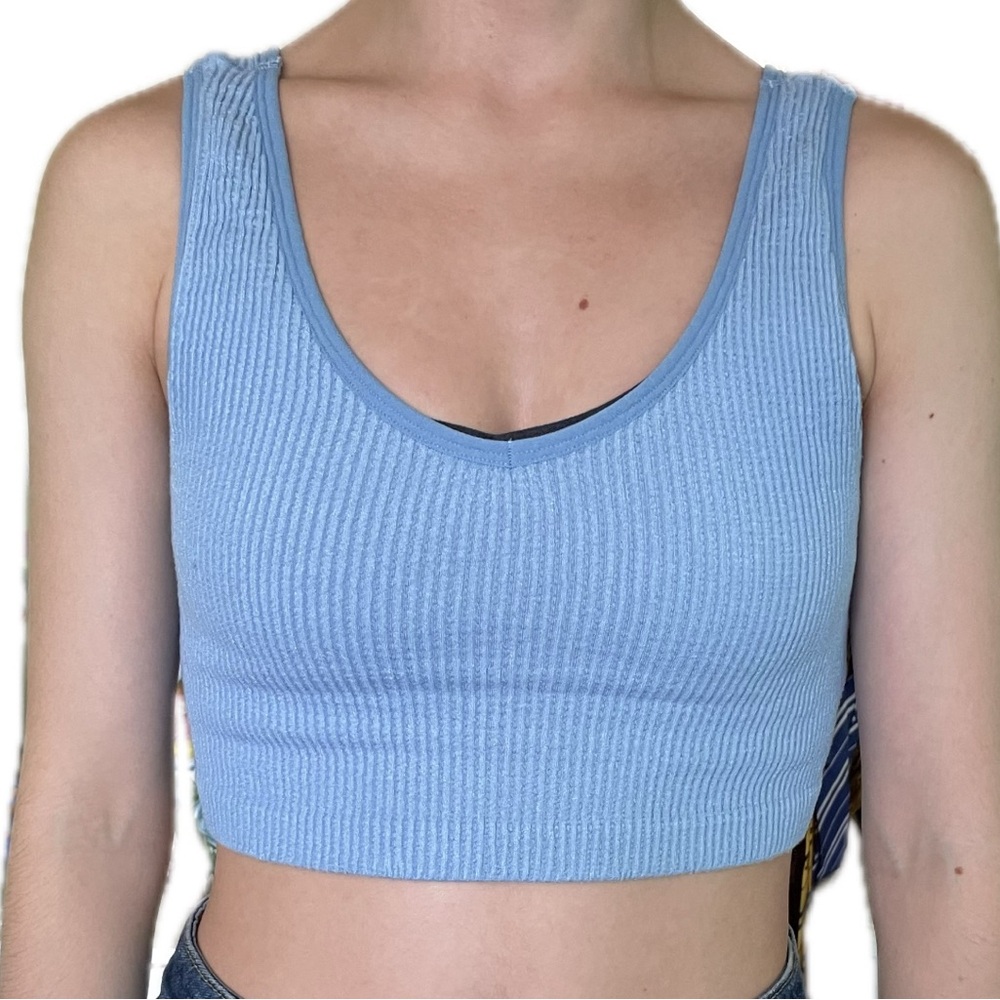 Forever 21 Blue ribbed crop tank